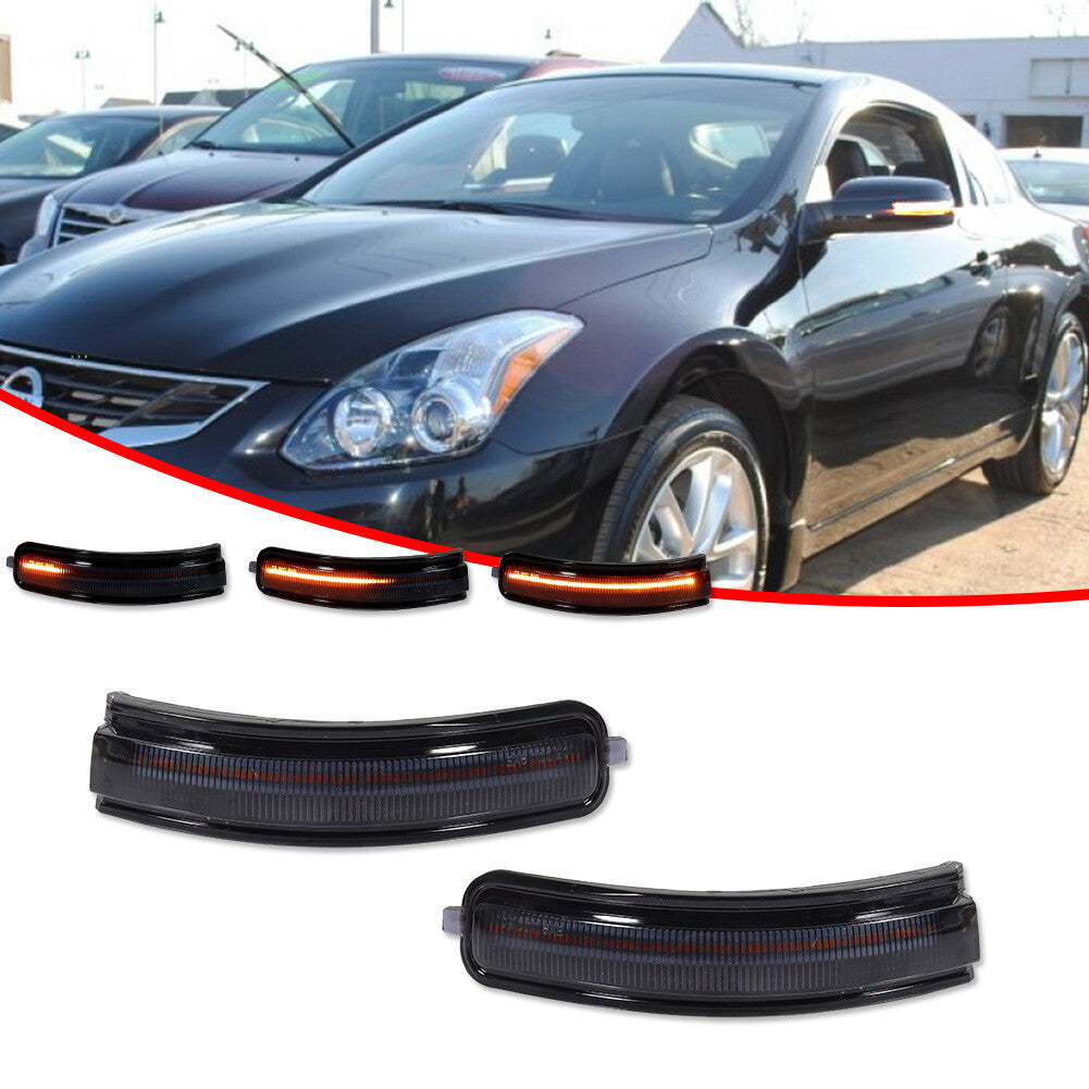 Black strip sequential LED side mirror flashing signal light suitable for 07-13 Altima- v
