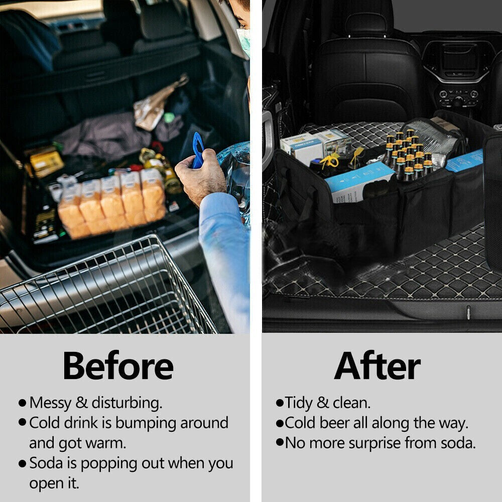 WATERPROOF 3-IN-1 COLLAPSIBLE CAR BOOT FOLDABLE ORGANISER STORAGE BOX COOLER BAG Q