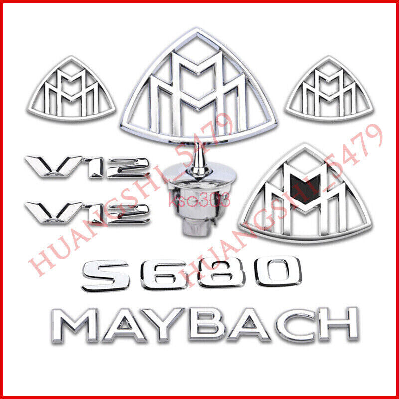 8-Piece Chrome for Maybach Front and Rear Trunk Badge Set for Mercedes-Benz S680