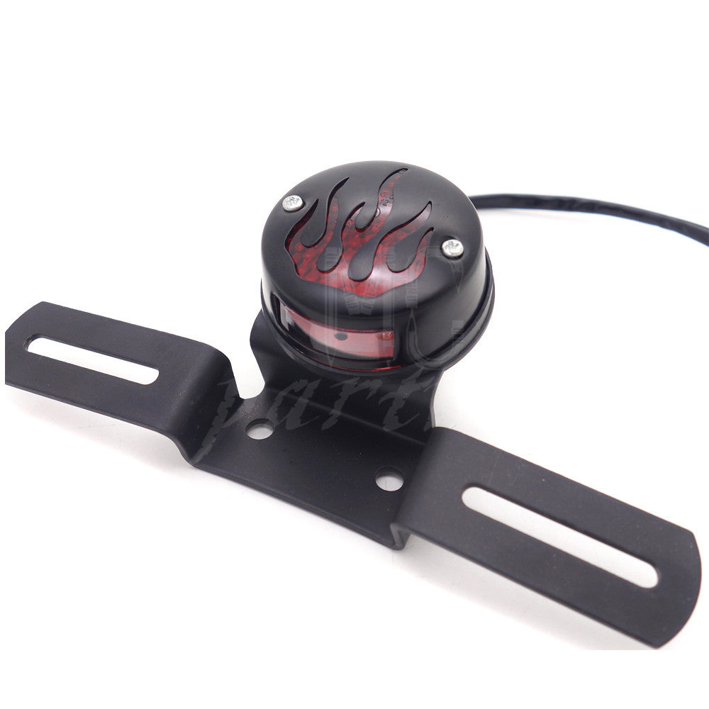 Black LED Flame Rear Tail Brake Stop Light Chopper Cafe Racer Old School Bobber Q
