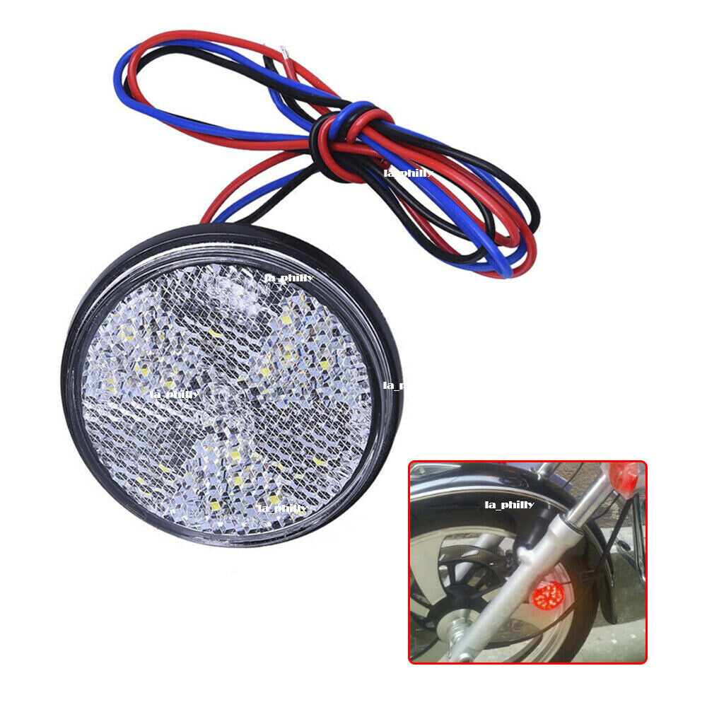 Motorcycle Truck 12V 24 LED Round Brake Stop Tail Rear Light Lamp-White Q