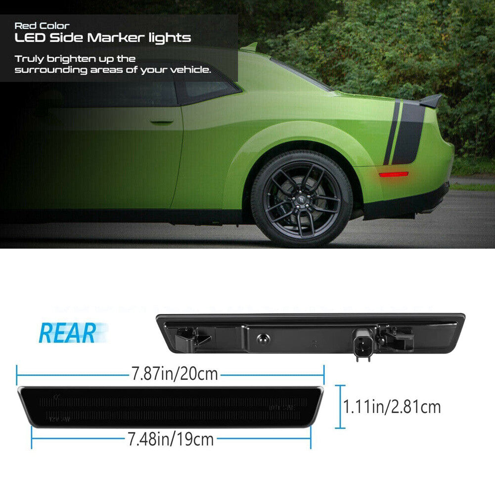 Smoke Lens Rear Side Marker Lights White LED Lights for for Dodge for Challenger 2015 - 2023 - v