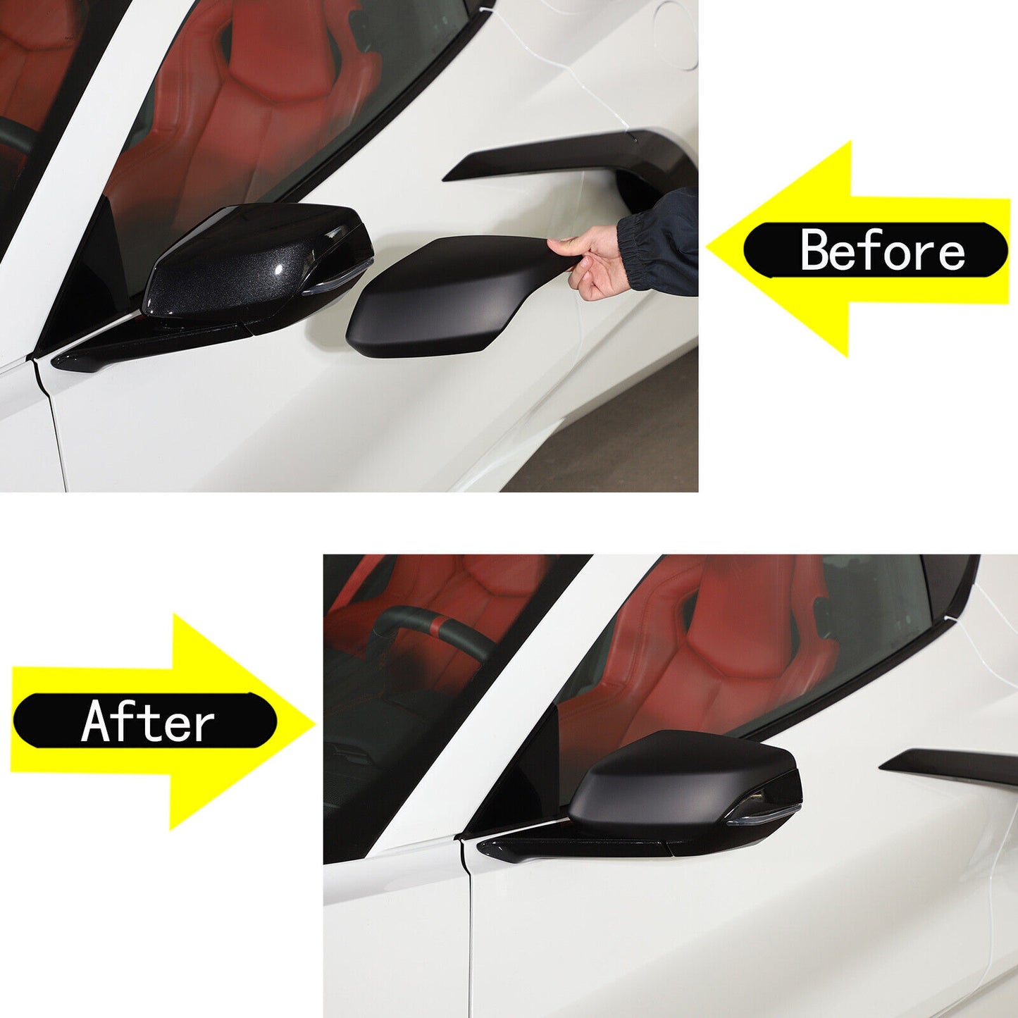 Matte Black ABS Side Rearview Mirror Cap Cover for Chevrolet for Corvette C8 2020-23