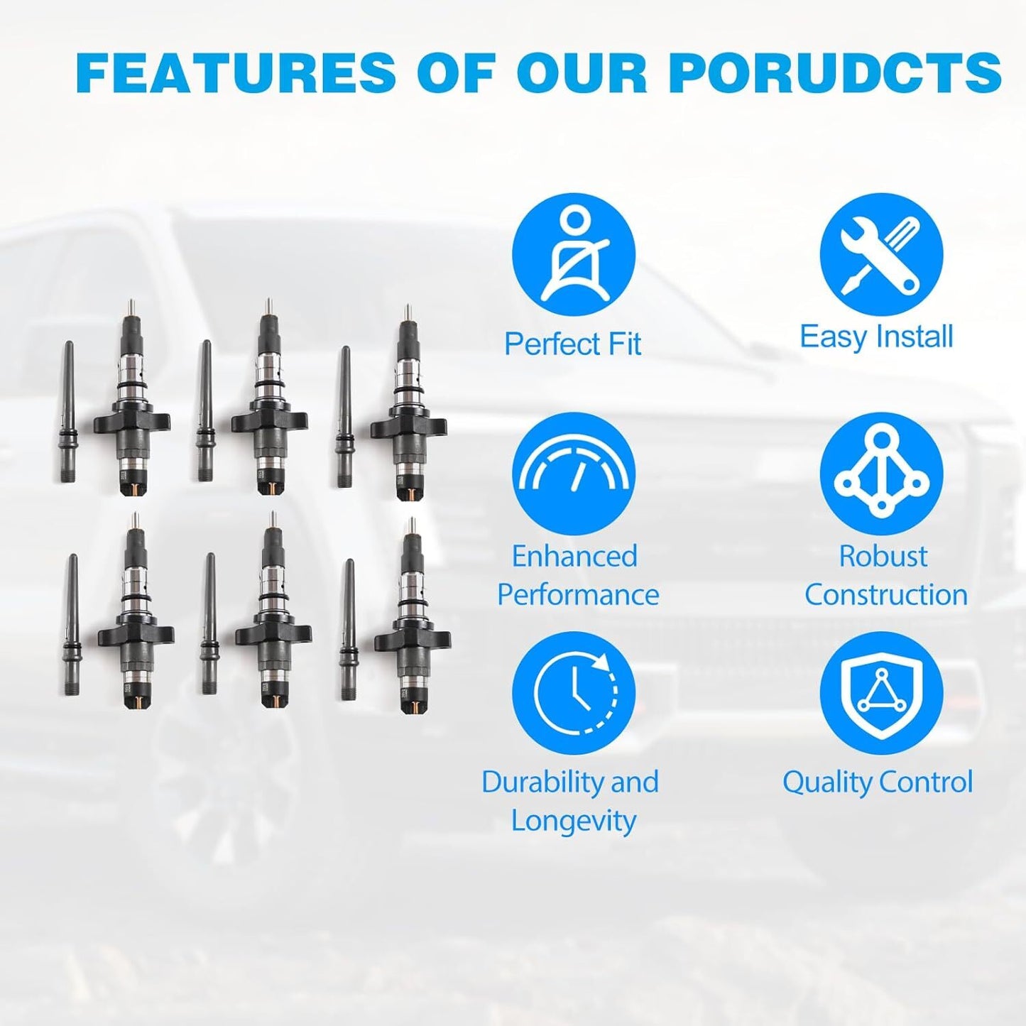 6PCS Fuel Injector 0445120255 For 2003-2004 for Dodge for Ram 2500 3500 5.9L n