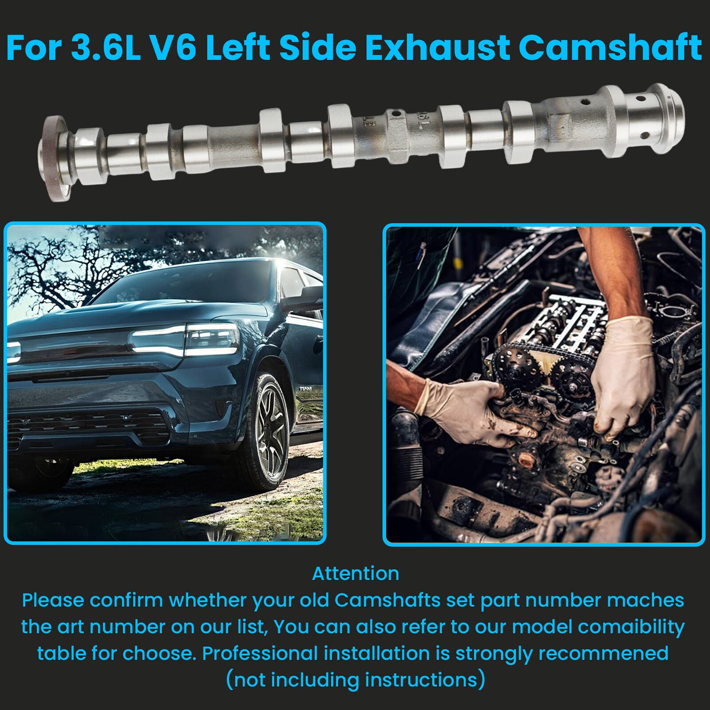 Left Side Exhaust Camshaft for 17-24 for Chrysler for Pacifica Voyager 3.6L V6 5048029AD