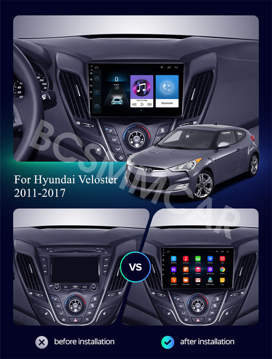 Car Stereo Radio GPS Navi For Apple Carplay Fit for Hyundai for Veloster 2011-2017