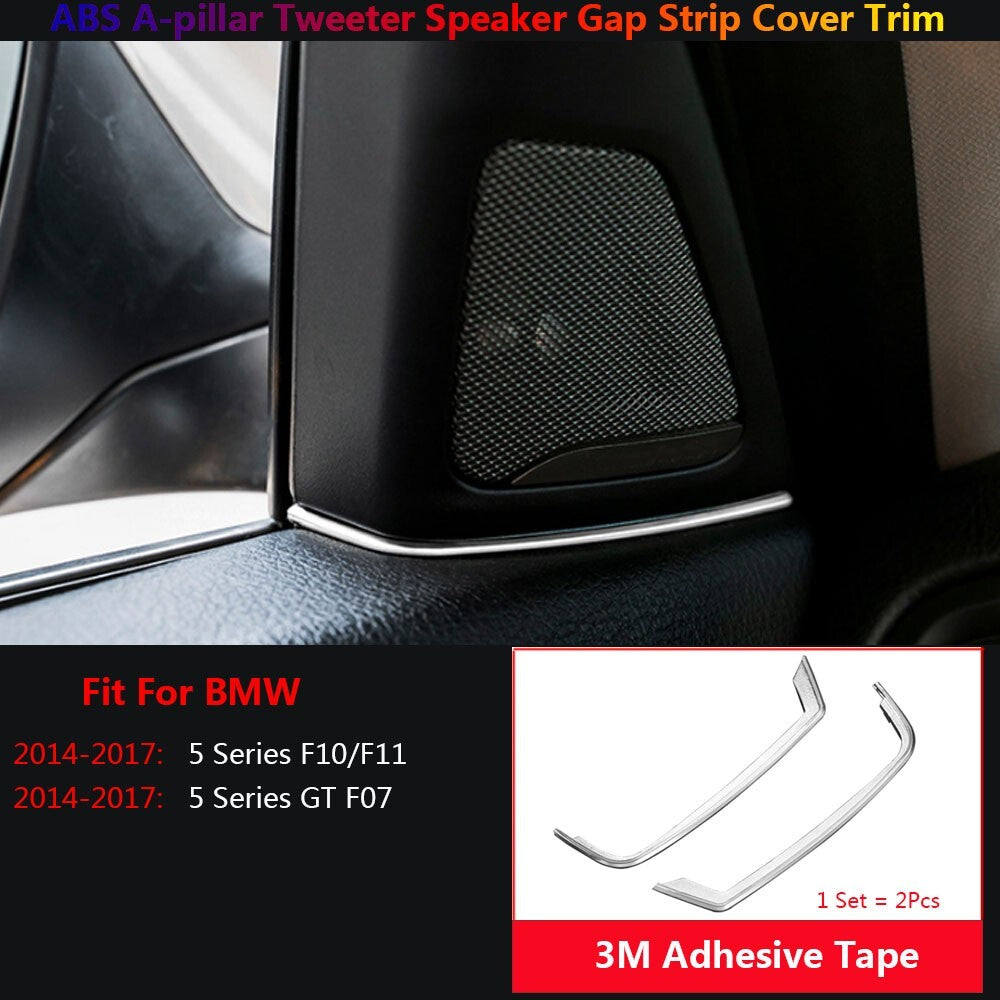 2x for BMW 5 F10 F11 Car A Pillar Speaker Gap Strip Cover Trim Strips 2014-2017