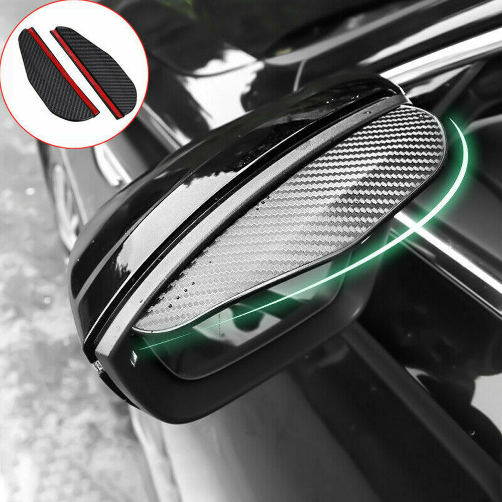 2x Car Carbon Fiber Black Rearview Side Mirror Rain Visor Guard Car Accessories