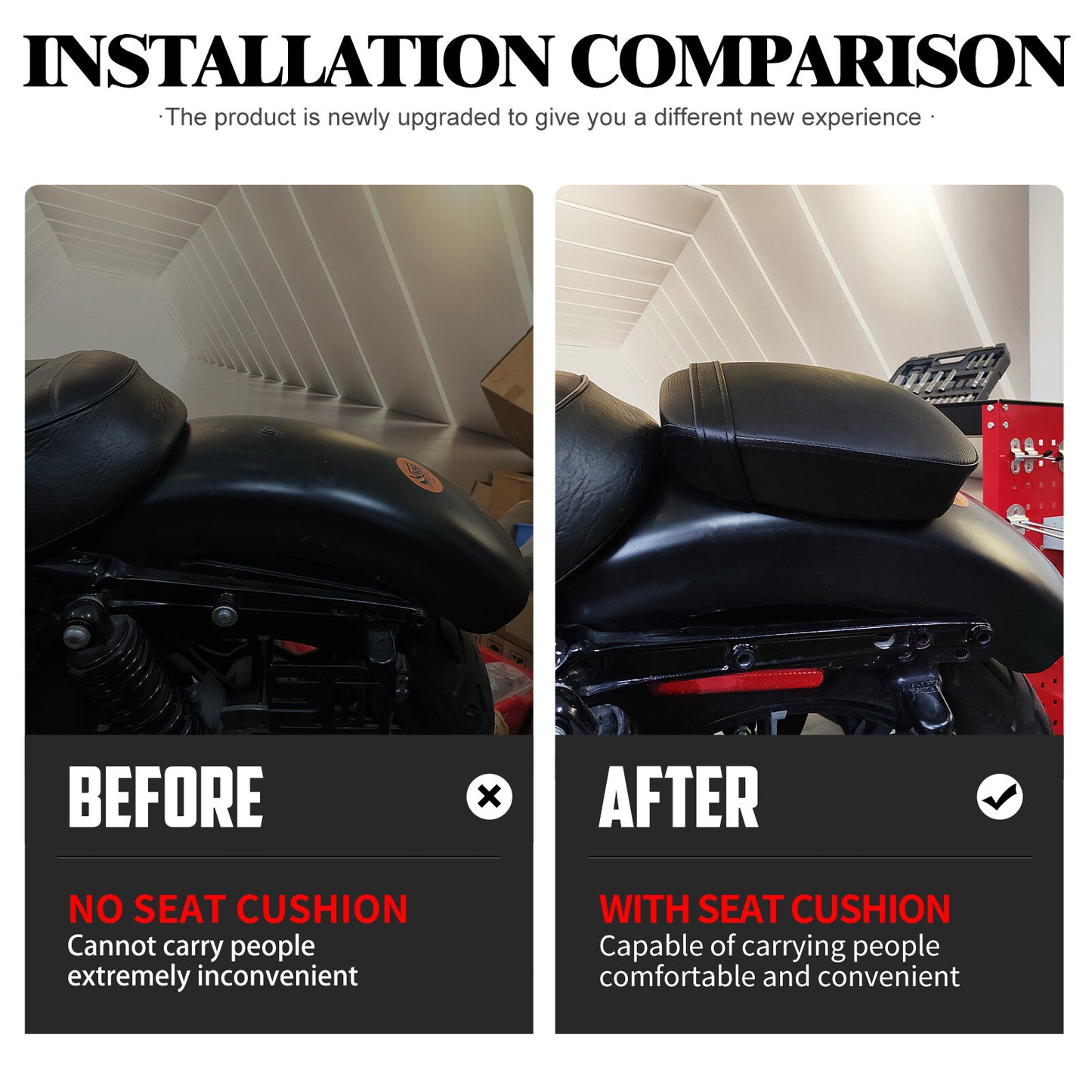 Rear Passenger for Seat Pillion Pad for Harley Sportster Iron 883 1200 48 72 10-2015