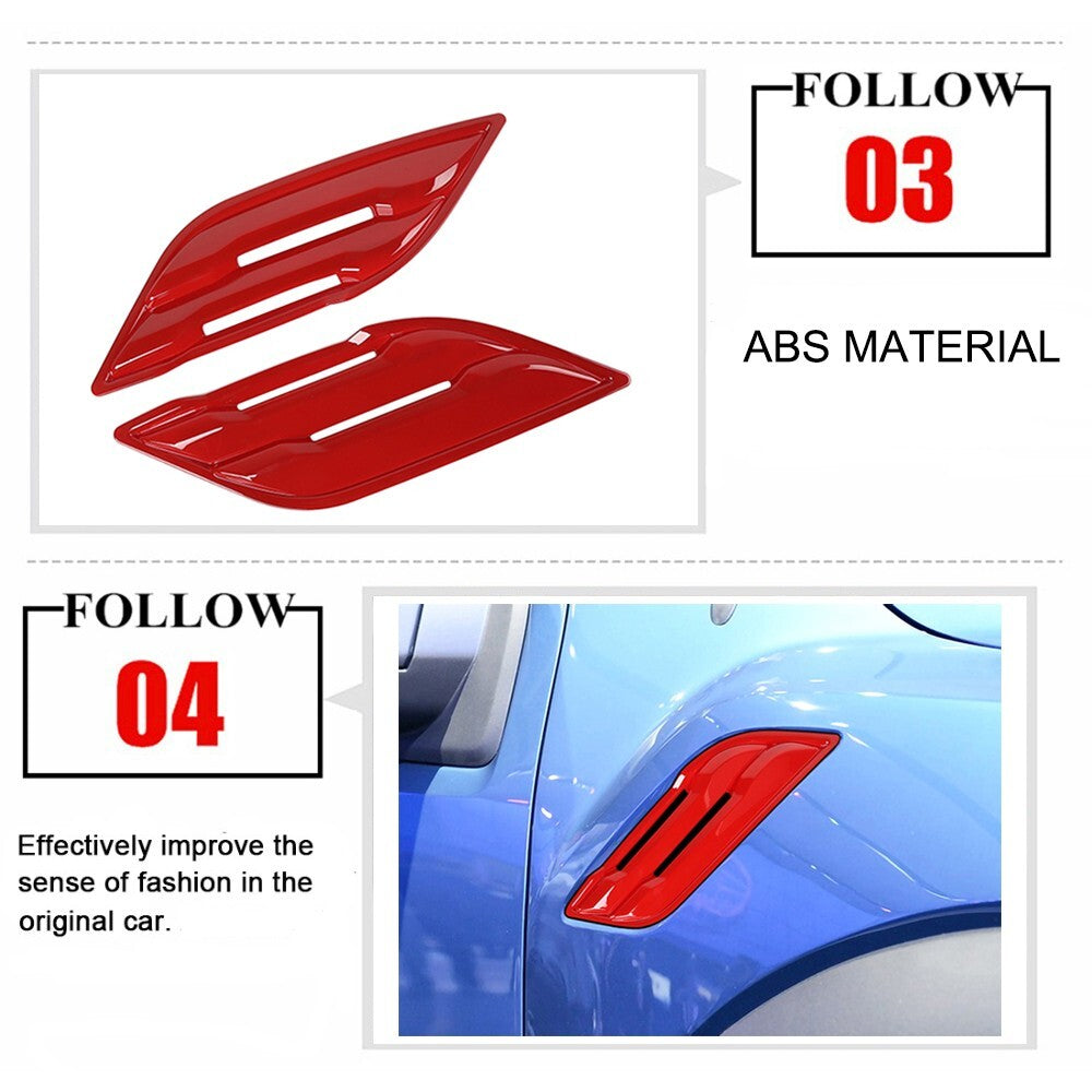 Red ABS Side Fender Air Vent Outlet Cover Panel Trim for Ford F150 2015-2020