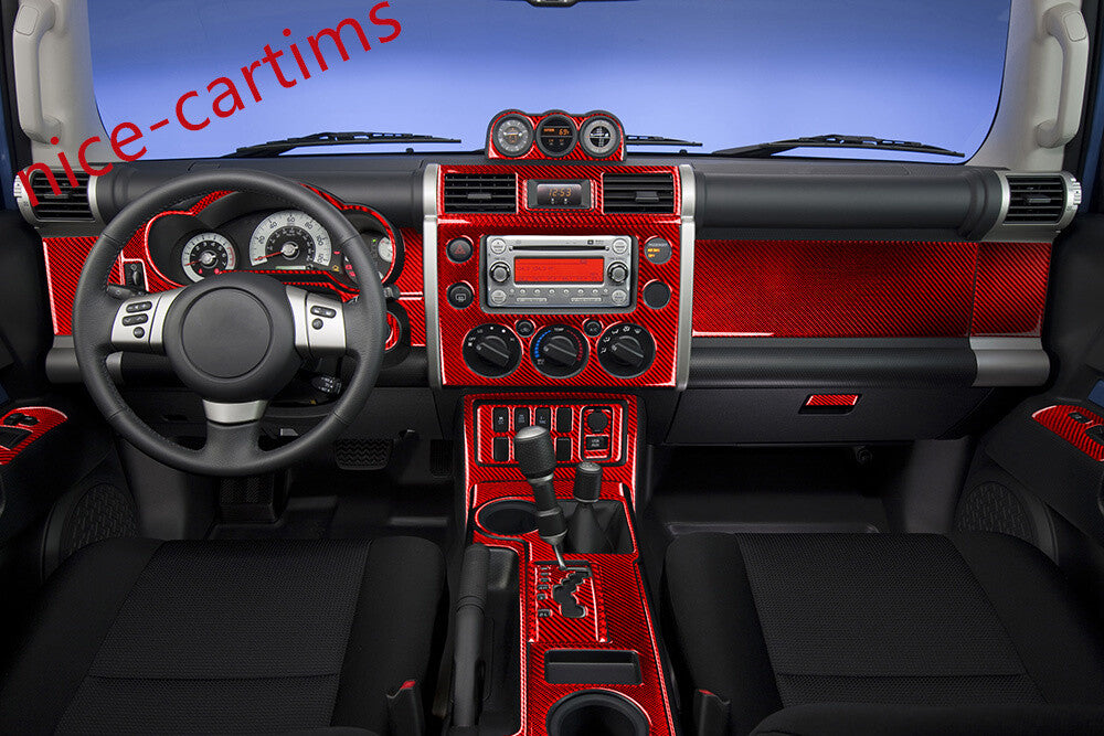 38Pcs Red Carbon Fiber Interior Full Set Trim Kits For Toyot@ FJ Cruiser 2007-21
