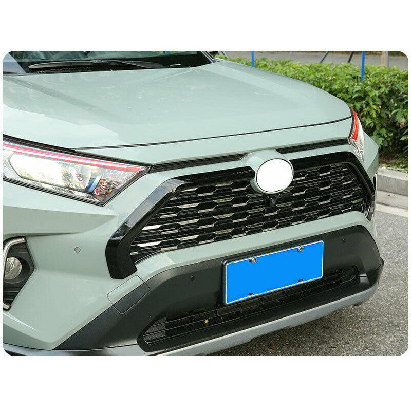 for Toyota RAV4 19-23 Black Front Center Mesh Grille Grill Strip Cover Trim 2PC