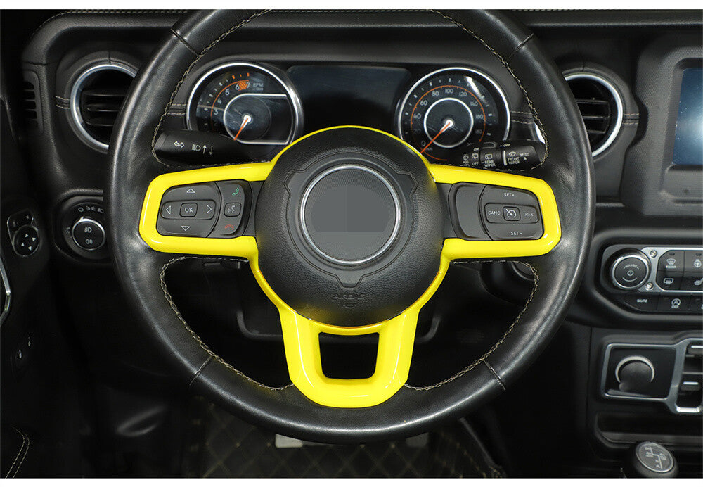 for Jeep for Wrangler JL JT 2018+ Cup Holder Gear Shift Steering Wheel Cover Yellow