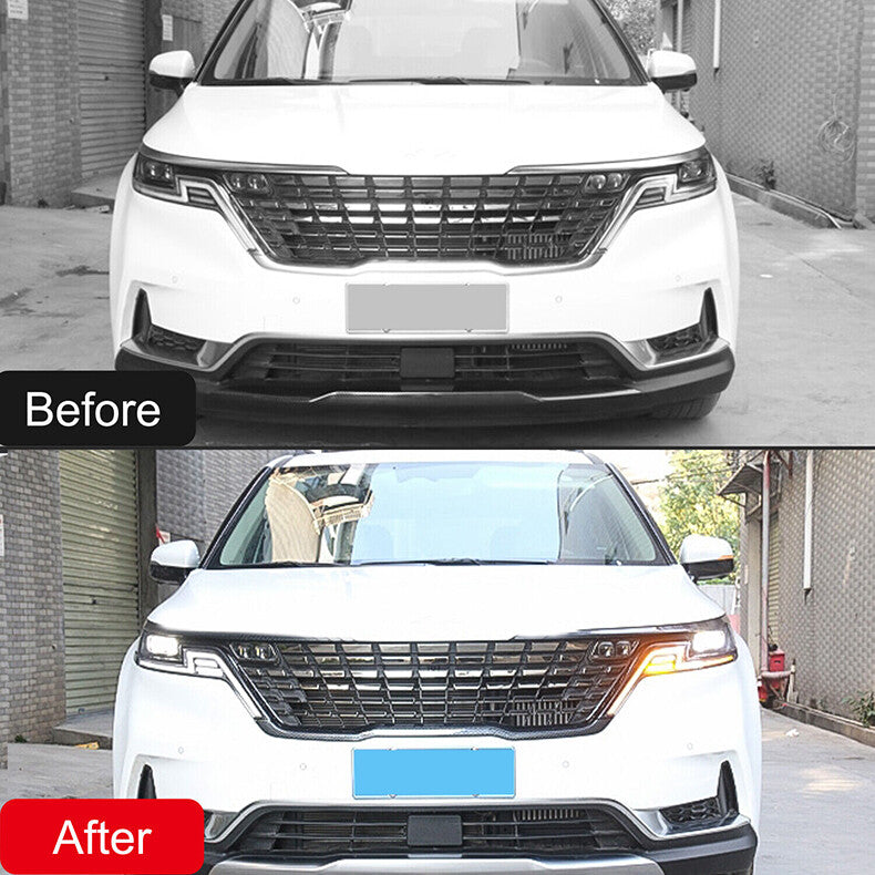 for Kia Carnival 2022-2023 Carbon Fiber Front Bumper Grille Grills Moulding Trim