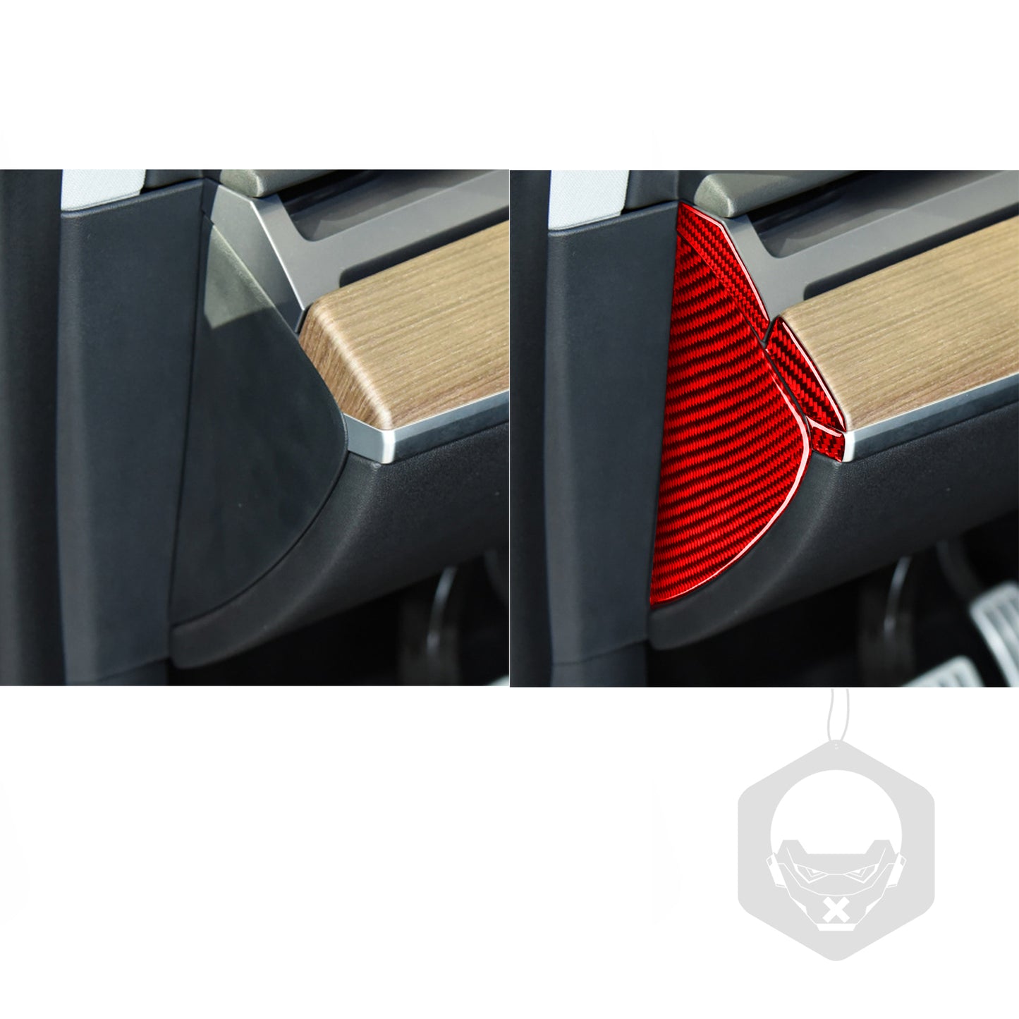 Red door groove panel carbon fiber sticker internal protective cover suitable for model Y 20-22- n