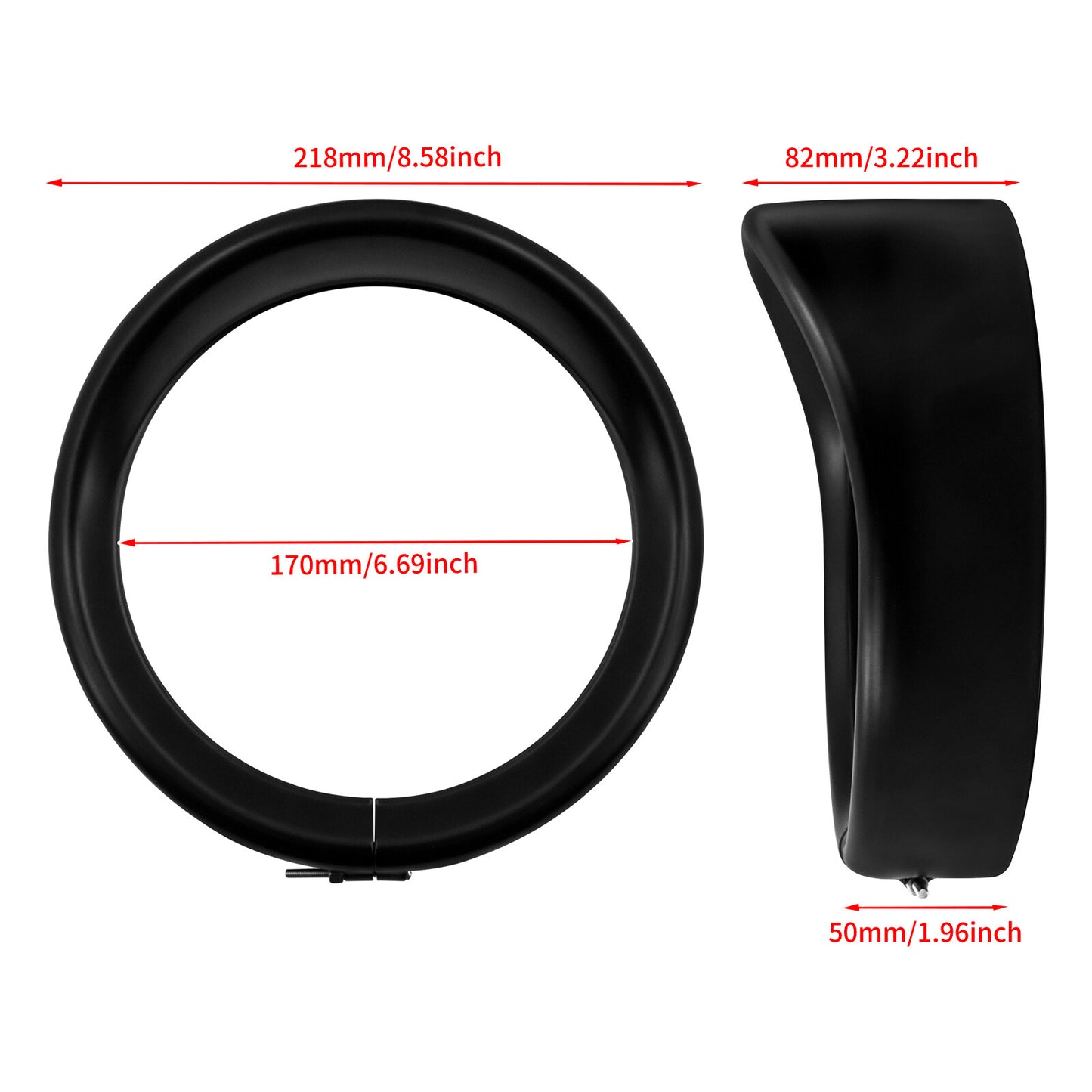 Black 7 inch Headlight Headlamp Trim Ring Protect Guard Cover Cap Fit for Harley