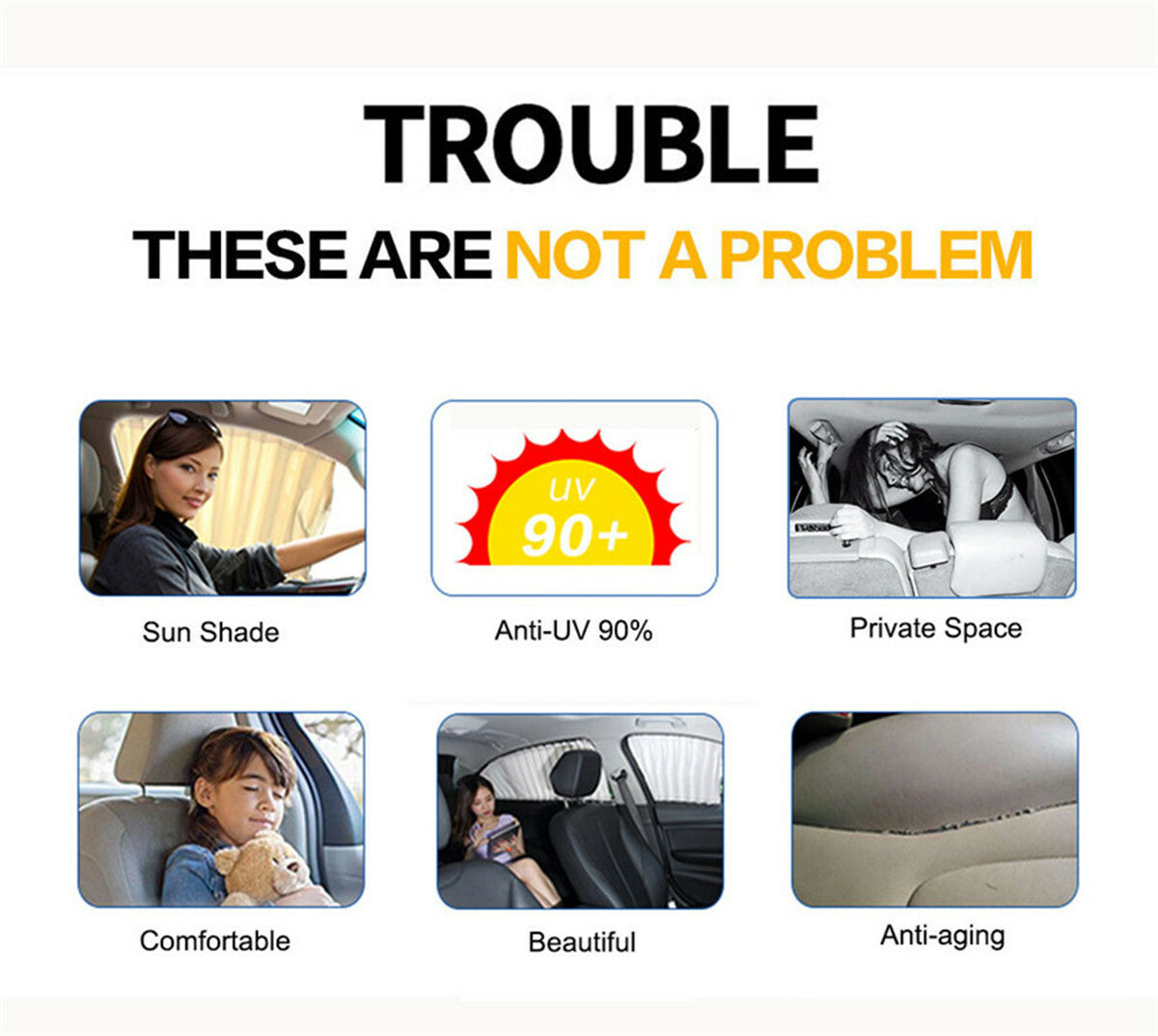 Car Sun Shade Kit Side Window Curtain Foldable UV Protection Auto Accessories