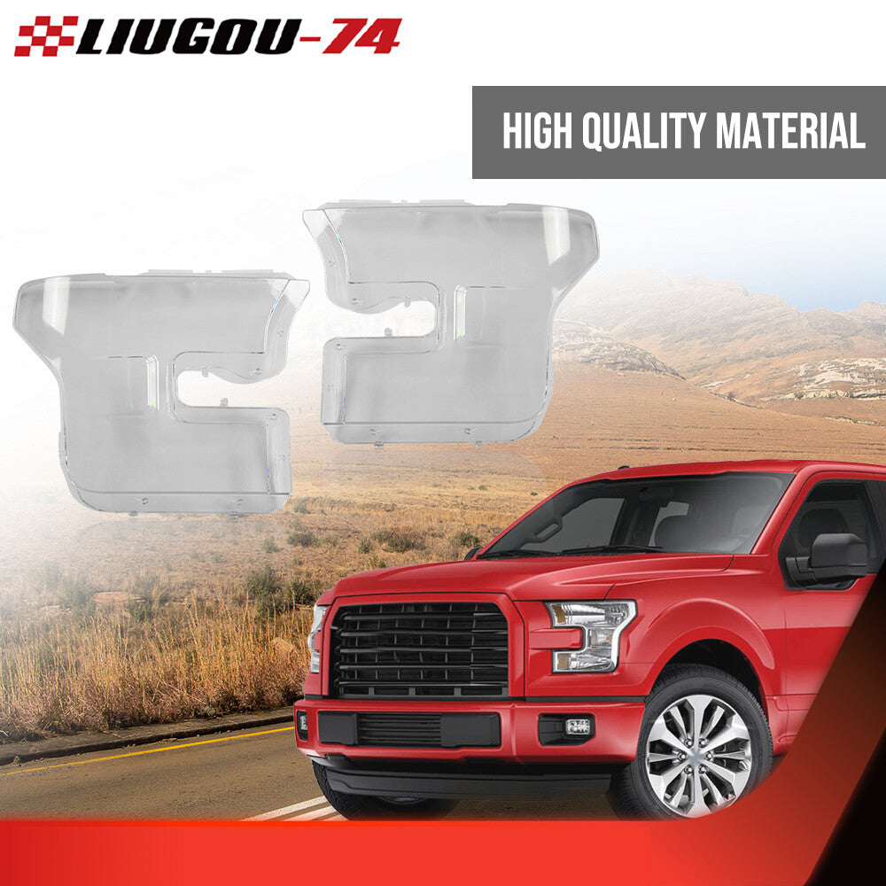 Fits 2015 - 2017 for F150 Headlight Headlight Lens Clear Protective Cover LH+RH Side - v