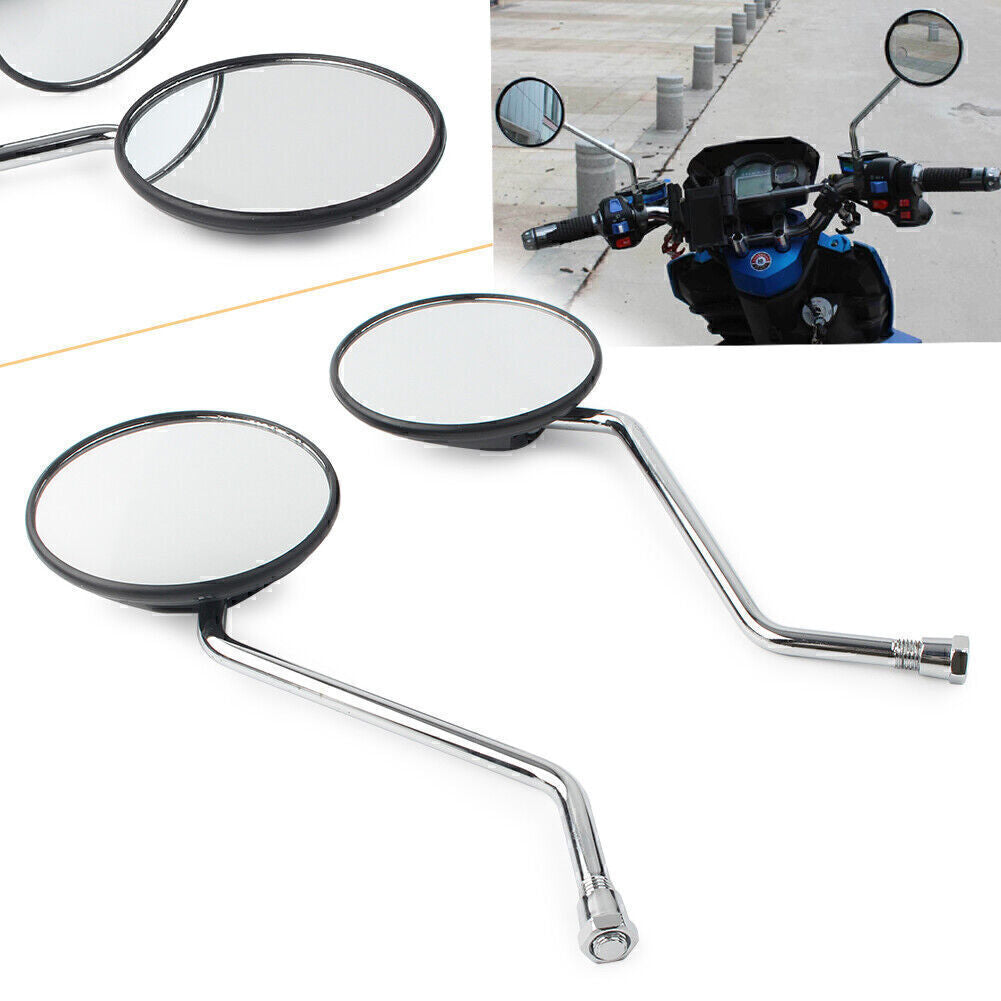 2pcs Motorcycle Rear View Rearview Side Round Mirrors Universal 10mm Fit for Yamaha Q