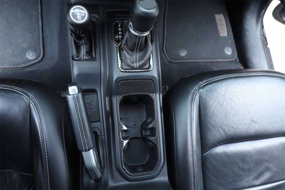 for Jeep for Wrangler JL JT 2018 + Panel Water Cup Holder Cover ABS Carbon