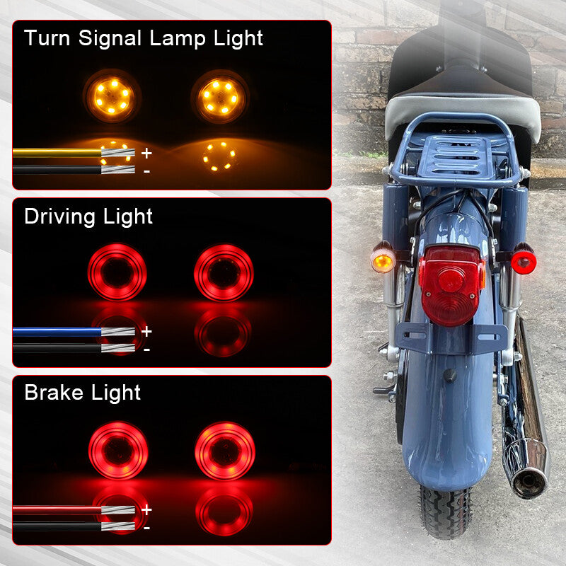 2X Amber/Red Motorcycle LED Turn Signals Blinker Brake Running Light Indicator