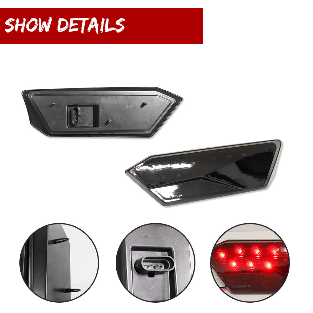 Fits 14-19 for POLARIS RZR TURBO 1000 XP 900 S Bar + Passenger Side Tail Light Smoke - v