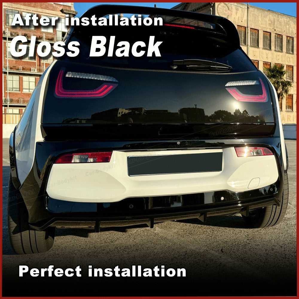 for BMW i3 i3s I01 Hatchback 18-20 Gloss Black Rear Bumper Diffuser Lip Spoiler