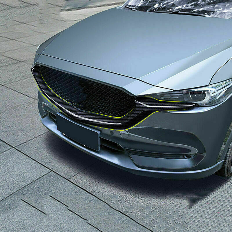 Carbon Fiber Black Front Center Grille Grill Cover Trim for Mazda CX-5 2017-2021