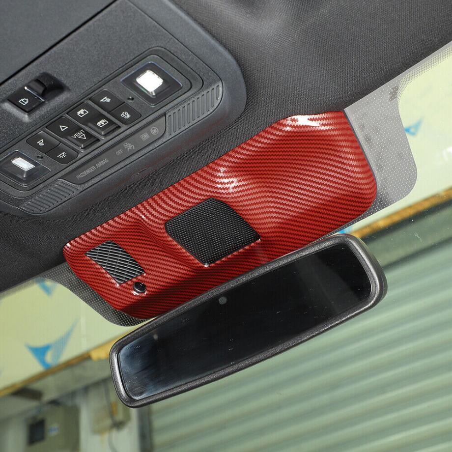 Red Carbon Inner Rearview Mirror Base Cover Trim For F150 21-23 Accessories v