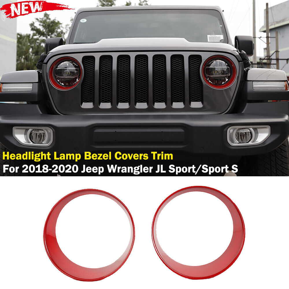 For 2018+ for Jeep for Wrangler JL Gladiator JT 2X Car Headlight Lamp Bezel Covers Trim