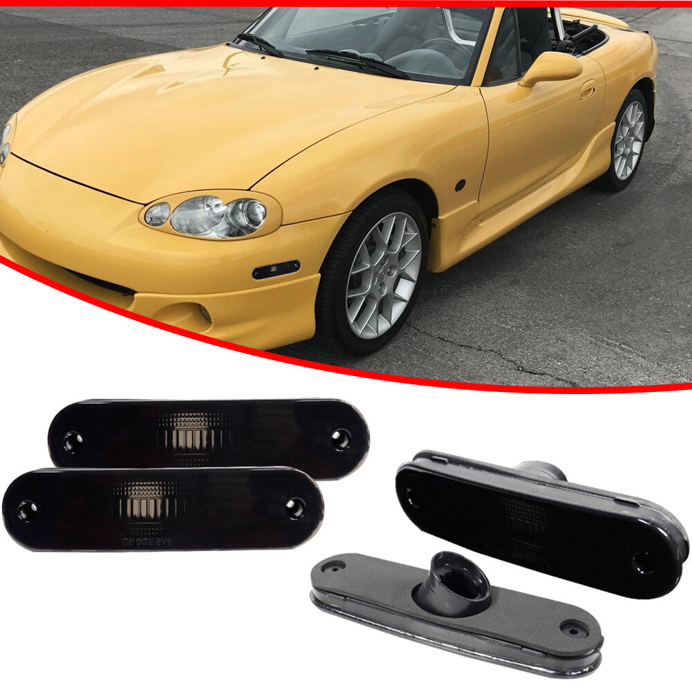 4-Pack Black Front and Rear Marker Light Housings for 1990 - 2005 for Mazda Miata MX-5 - v