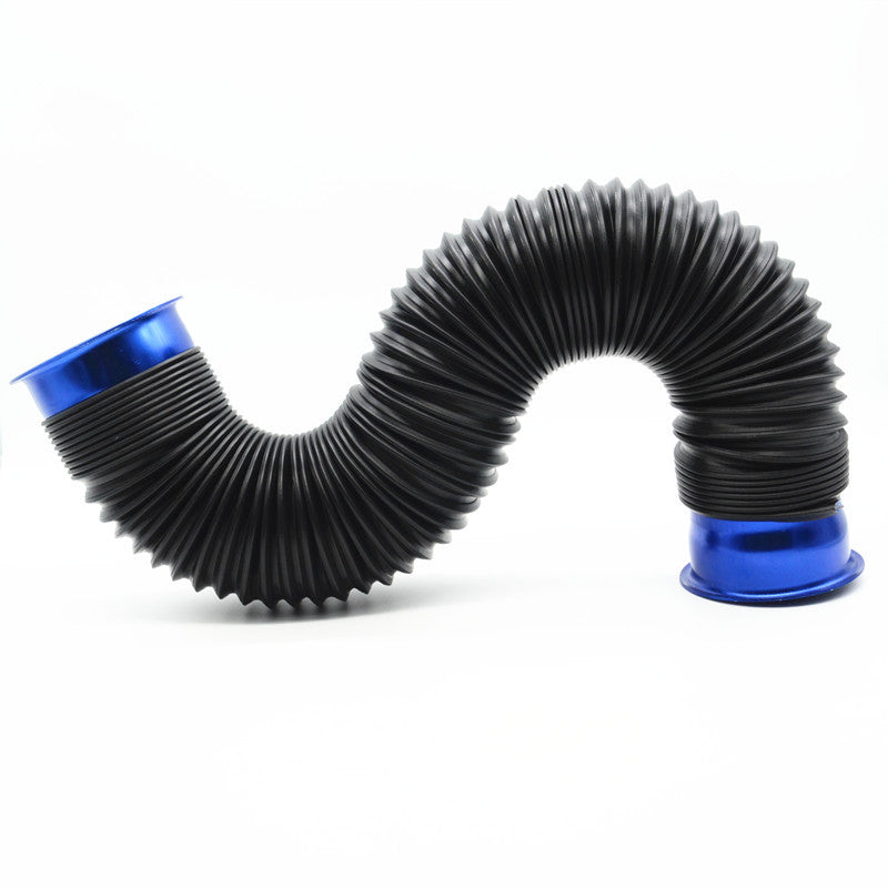 Car 3 PVC Blue Flexible Extensible Offroad Cold Air Intake Pipe Inlet Hose Pipe