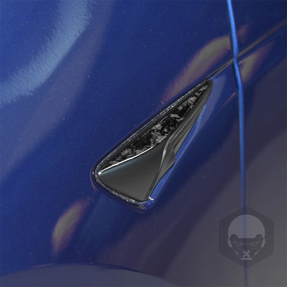 for Tesla Model 3 Y 2017+ Leaf Side Fender Camera Vent Cover Forged Carbon Fiber