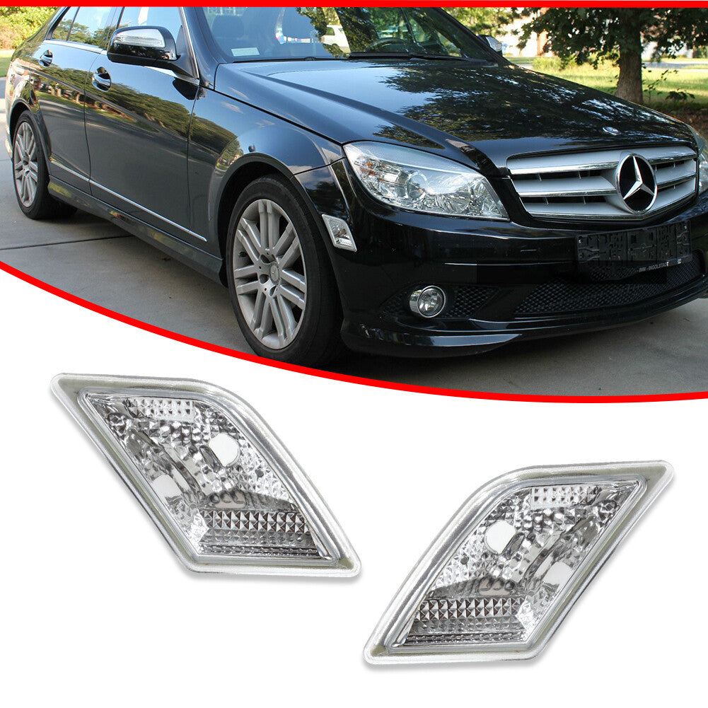 Pack Clear Lens Front Fender Side Marker Lights for 2008 - 2011 W204 C-Class - v