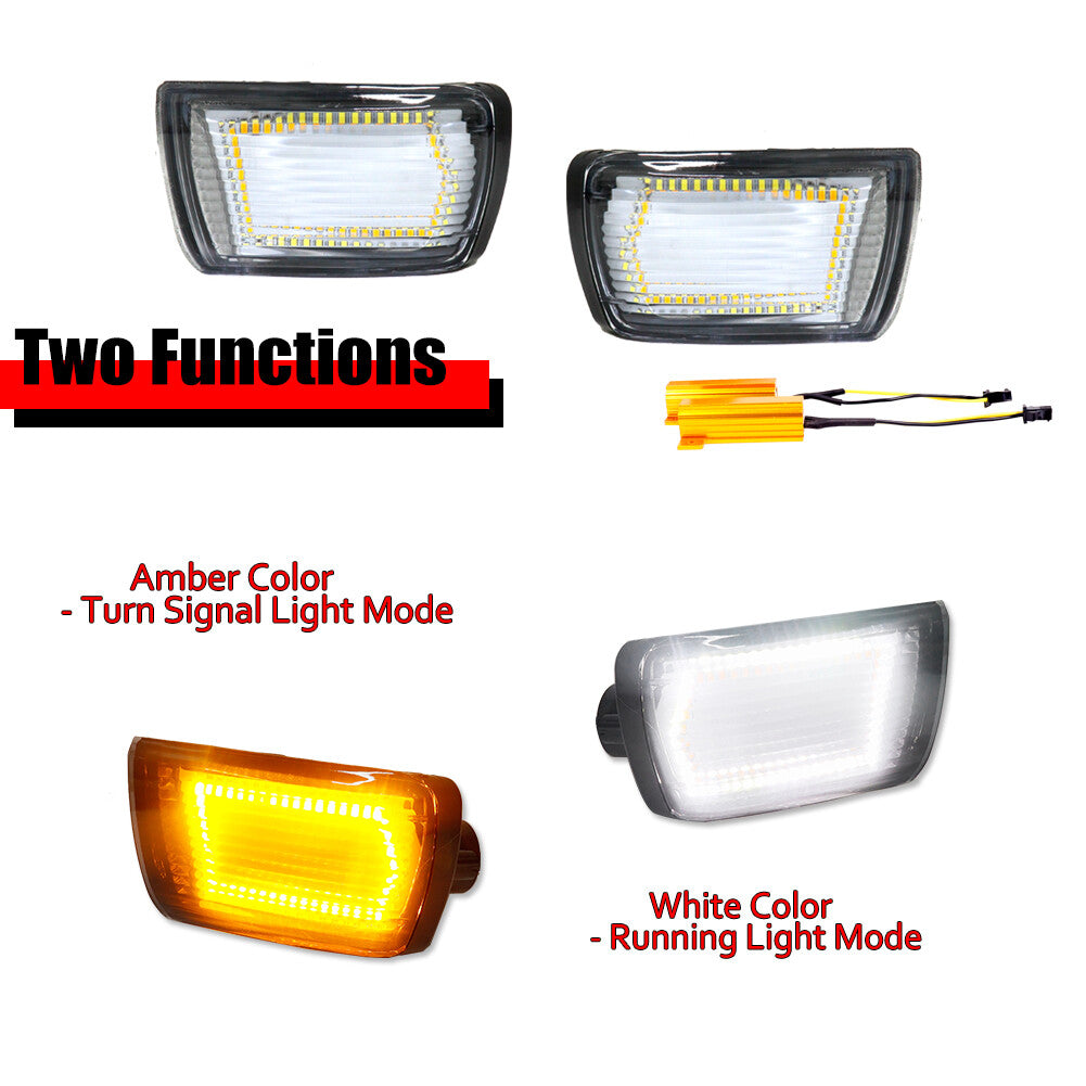 Pack DRL Turn Signal LED Light Replacement for 2003-2005 for 4Runner Clear - v