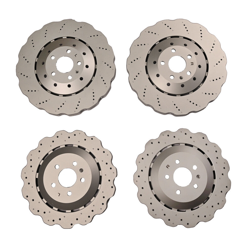 For RS7 14-16 Set of Front Rear Vented Drilled Dimpled Disc Brake Rotors