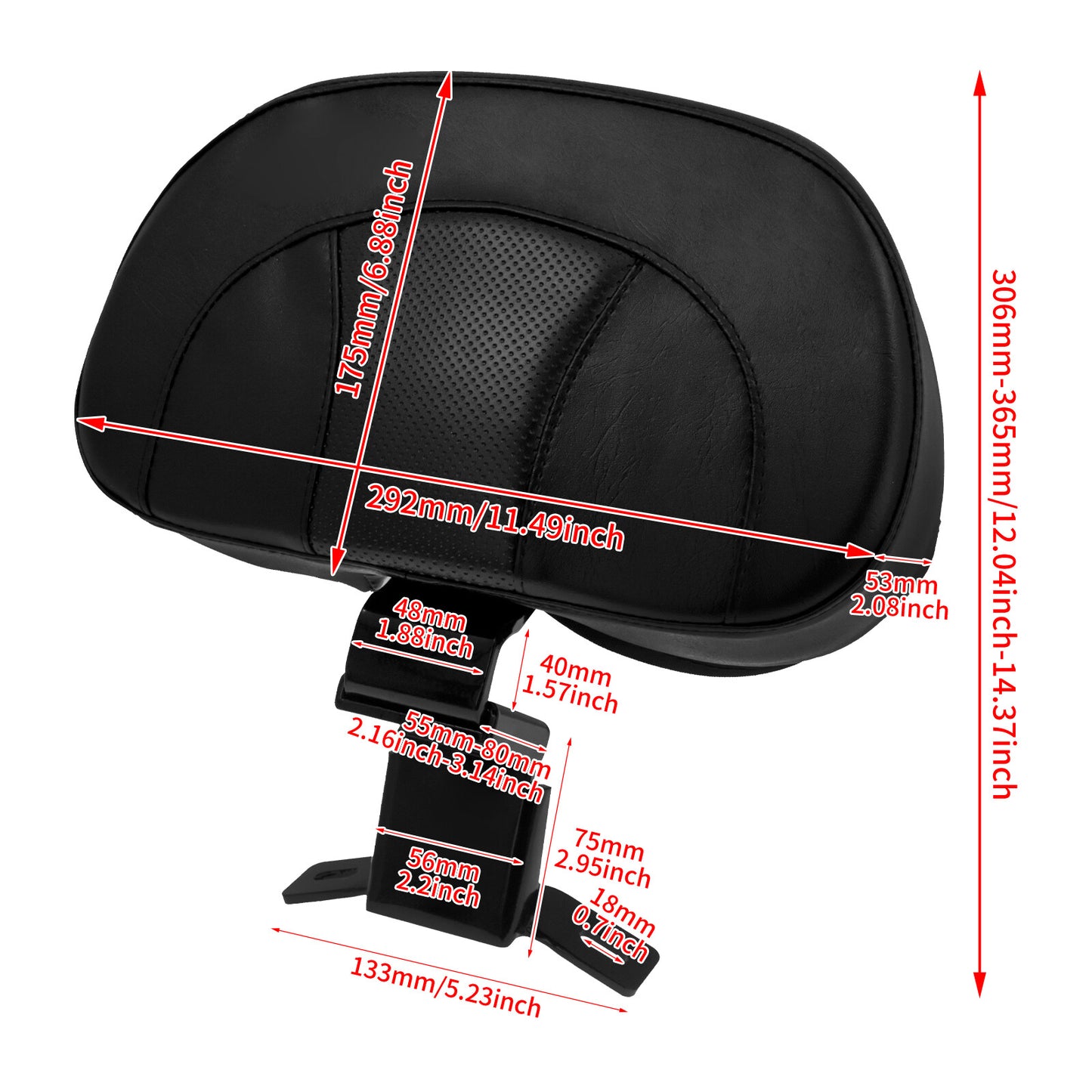 Front Driver Rider Backrest Pad for Harley Touring Road Electra Glide 2009-2023