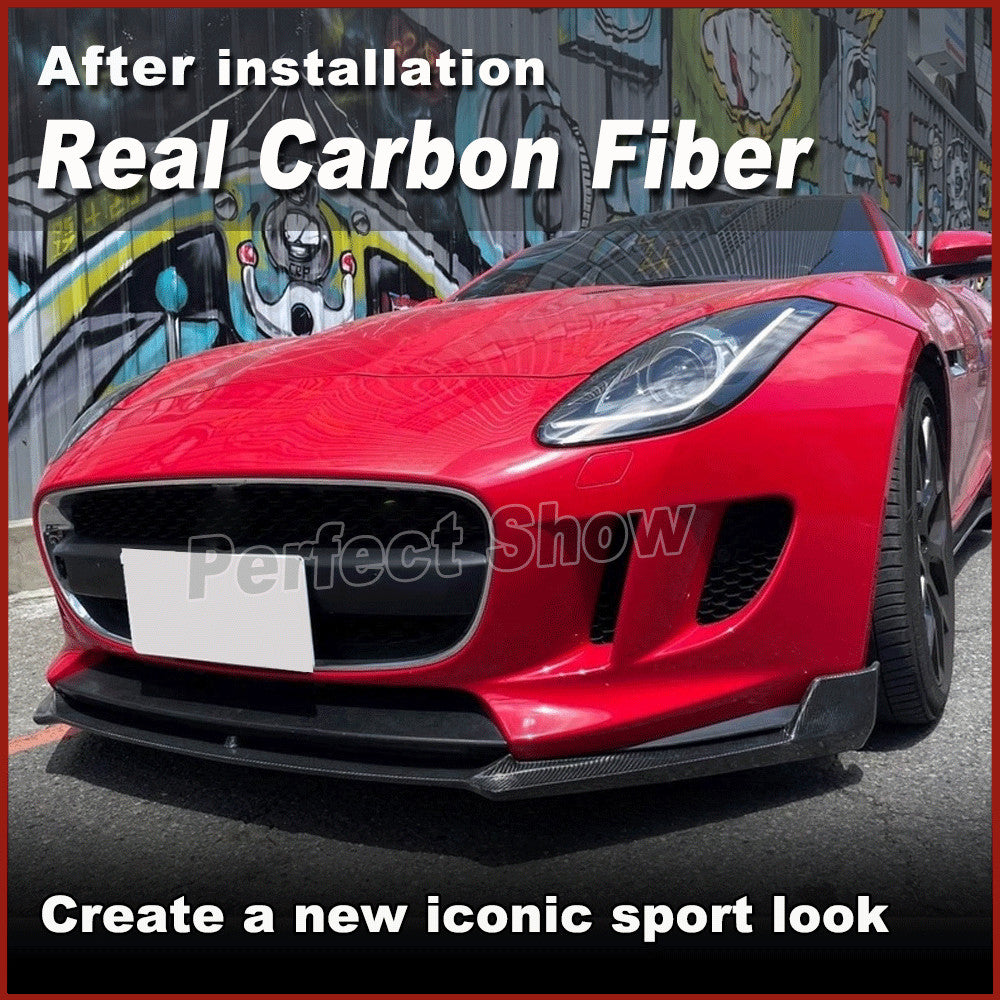 Fit for Jaguar F Type X152 2015-2018 REAL Carbon Fiber Front Bumper Lip Spoiler