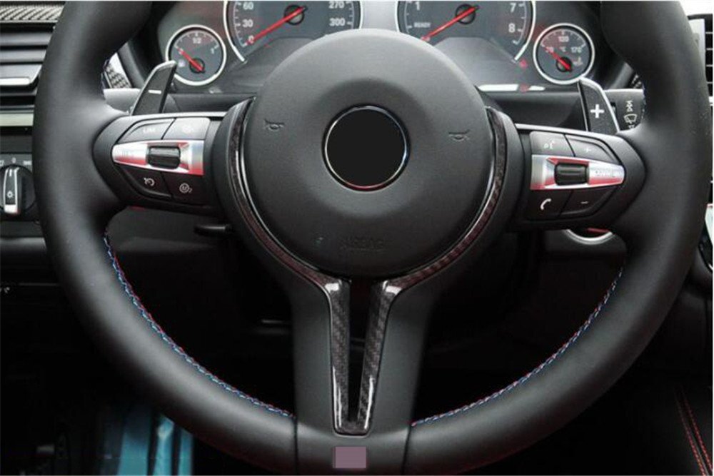Real Carbon Fiber Steering Wheel Trim for BMW 3 Series X1 X2 X5 X6 M Sport 13-19