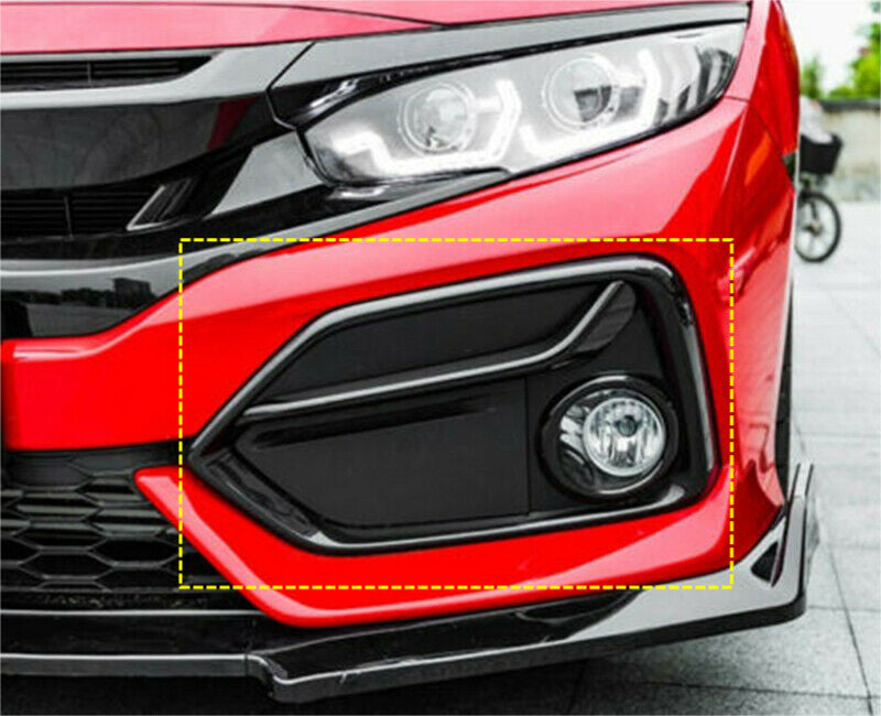 for Honda for Civic Hatchback 2020-2021 Glossy Black ABS Front Fog Light Frame Cover