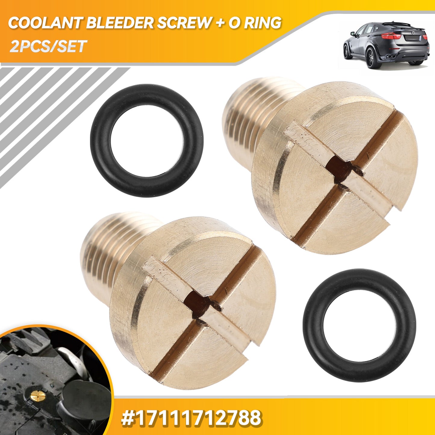 2x for BMW E36 E46 E39 E90 17111712788 Vent Bleeder Bleed Coolant Radiator Brass Q