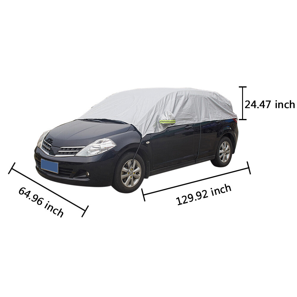 210T Half Car Cover Sun UV Dust Rain Resistant Protection Hatch-Back Waterproof