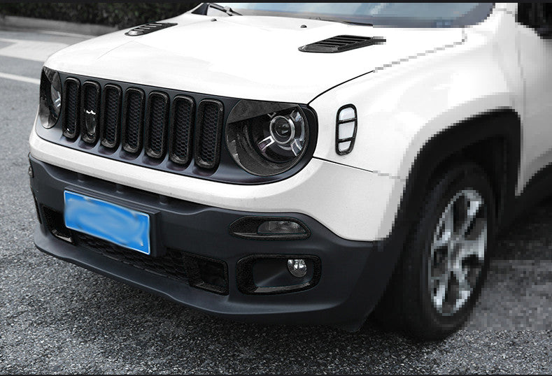 for Jeep Renegade 15-18 Black Front Upper Bumper Grill Grille Frame Trim Set 7Pc