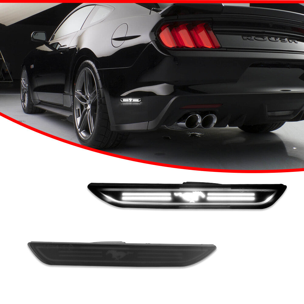 Suitable for 2015-2021 for Mustang rear fender side marker light, smoked lens, white LED- v