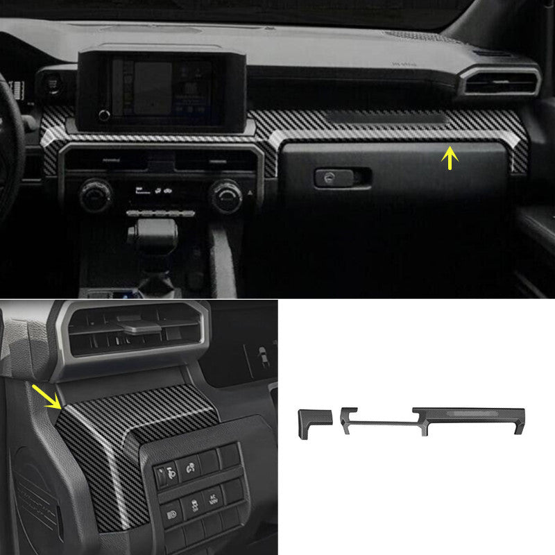 Carbon Fiber ABS Center Console Dashboard Cover Trim For Tacoma 2024 B n
