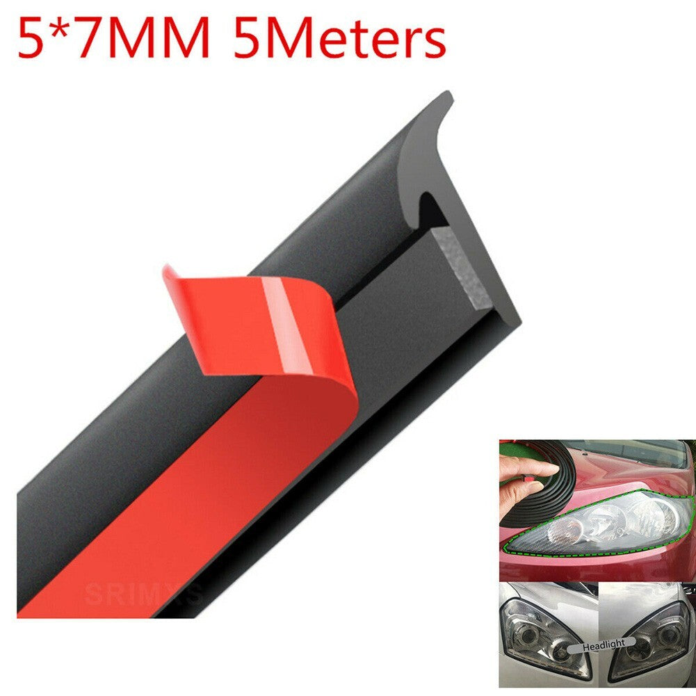5M T-Type Rubber Sealing Strip/Black For Car Edge Trim Bumper Lip Side Skirt 1pc v