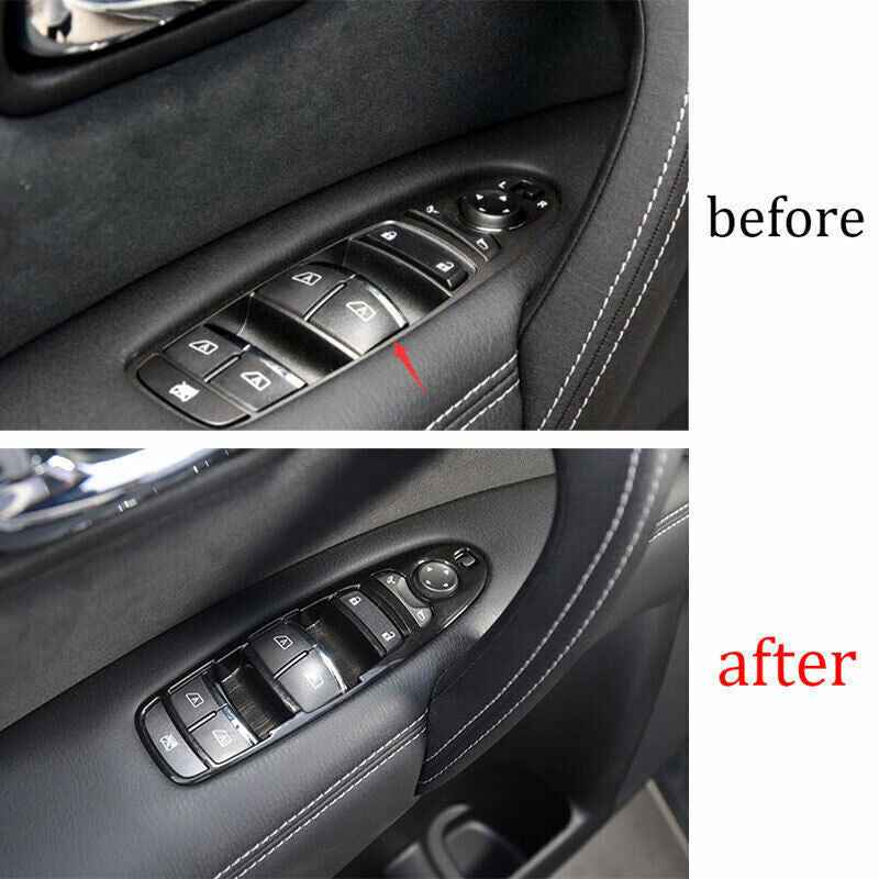 Glass Window Lifting Lock Panel for Nissan Armada Y62 2017-2020 Black Wood Grain