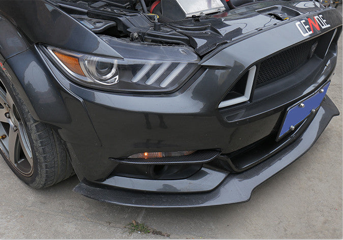 Pair Carbon Fiber Front Fog Light Lamp Cover Trim for Mustang 2015-2017 v