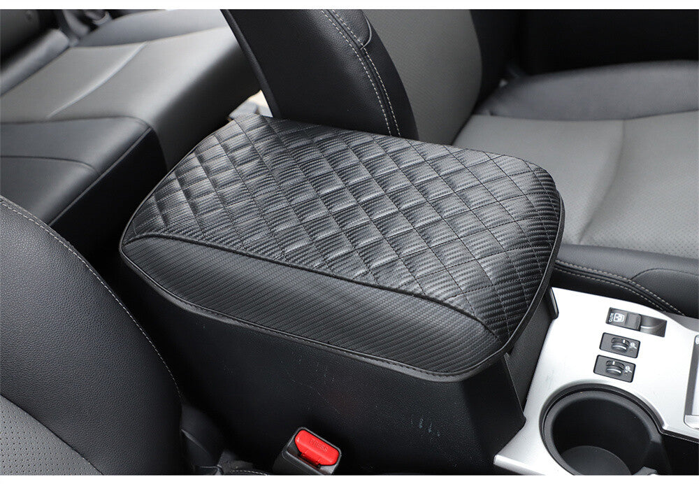 Carbon Fiber Console Armrest Cushion Pad Leather Cover For Toyot@ 4Runner 2017+