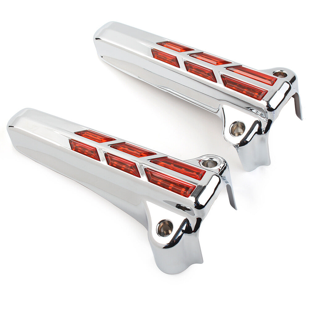 Front Fork Leg Covers LED Light for Harley FLHR FLHTK FLHX '2014-'20 Silver Red
